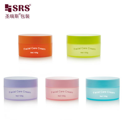 Купить SRSQ 100g PP PCR Injection Custom Color Matte In Mold Plastic Cream Jar Container For Facial Cream online manufacture