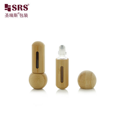 Купить BG-5ML Милая мини портативная круглый дно и круглый крышка Бамбуковый ролик стальной шариковой бутылки для парфюмерии эфирных масел online manufacture