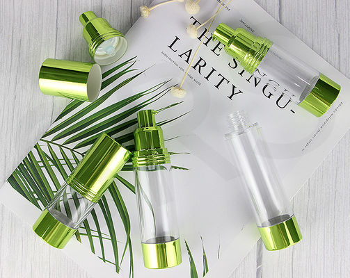 Купить 15ml 30ml 40ml 50ml 80ml 100ml 120ml SAN пластиковая металлизированная зеленая безвоздушная бутылка online manufacture