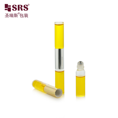 SGB2-5ml+5ml Прозрачная прозрачная двойная стеклянная бутылка с стальным шаром для парфюмерии эфирными маслами