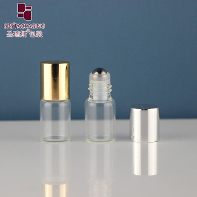 BLP-2ML Без утечки Мини Милая Пустая Прозрачная Амберная Стеклянная Бутылка С Стальной Шарой Для Эфирных Масел Парфюмерии