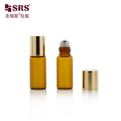 BLP-3ML Без утечки янтарная стеклянная роликовая стальная бутылка для эфирных масел парфюмерии косметической упаковки