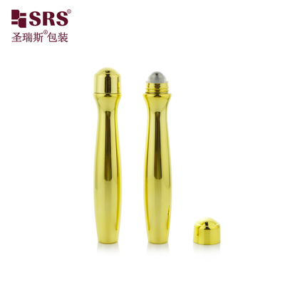 SRS8447-15ML Металлизированное блестящее золотое пустое PETG пластиковое руло на бутылке для глаз гель форма талии
