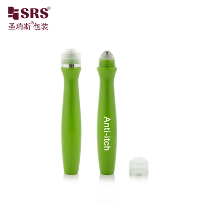 SRS8447-15ML Блестящий зеленый цветовой пластиковый рулон на бутылке для косметической массажа глаз