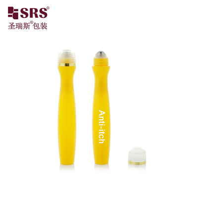 SRS8447-15ML Инъекционный дующий желтый глянцевый PETG пластиковый рулон на стальной роликовой бутылке с шариком