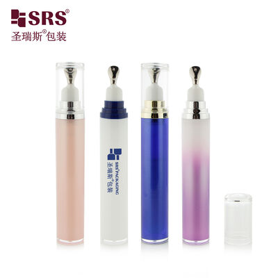 Smooth Surface Acrylic Eye Cream Bottle With Alloy Massage Head Empty Eye Serum Cosmetic Packaging Custom Logo